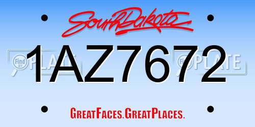 1AZ7672 South Dakota License Plate
