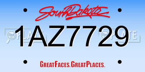 1AZ7729 South Dakota License Plate
