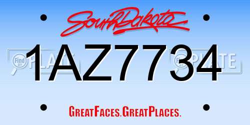 1AZ7734 South Dakota License Plate
