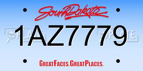 1AZ7779 South Dakota License Plate