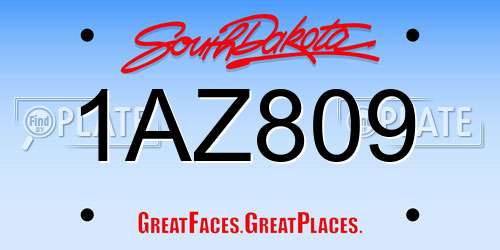 1AZ809 South Dakota License Plate