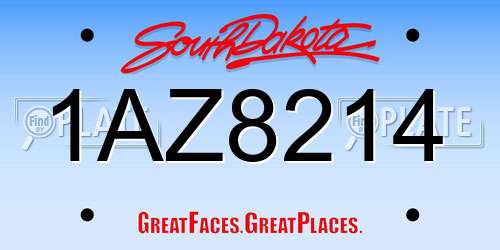 1AZ8214 South Dakota License Plate