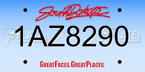 1AZ8290 South Dakota License Plate