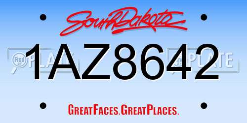 1AZ8642 South Dakota License Plate