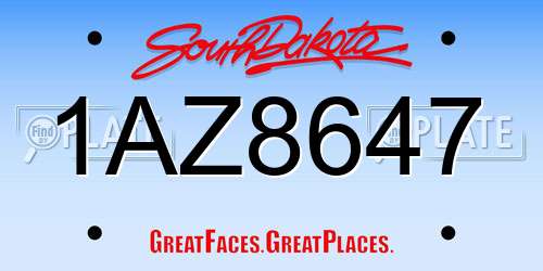 1AZ8647 South Dakota License Plate