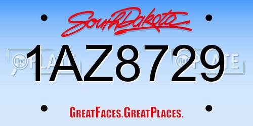 1AZ8729 South Dakota License Plate