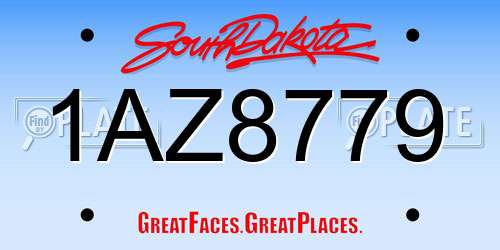 1AZ8779 South Dakota License Plate