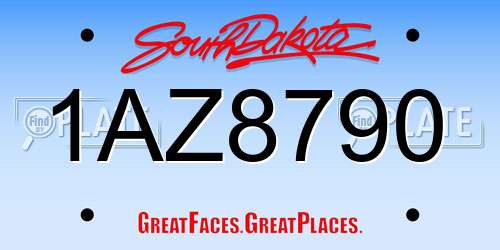 1AZ8790 South Dakota License Plate