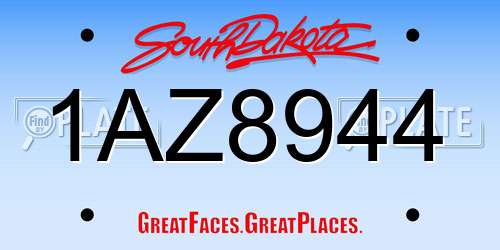 1AZ8944 South Dakota License Plate