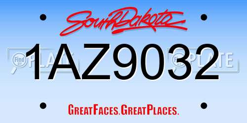 1AZ9032 South Dakota License Plate