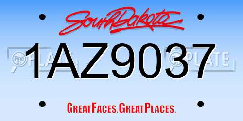1AZ9037 South Dakota License Plate