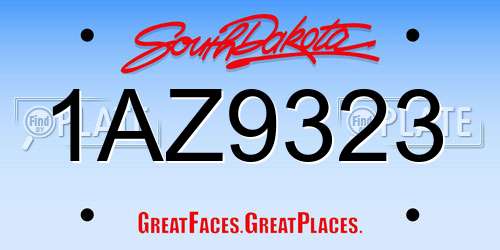 1AZ9323 South Dakota License Plate