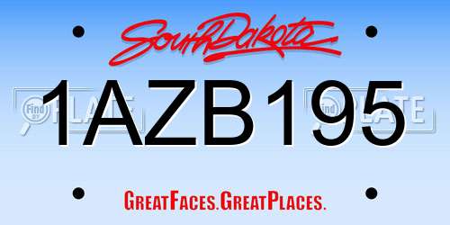 1AZB195 South Dakota License Plate