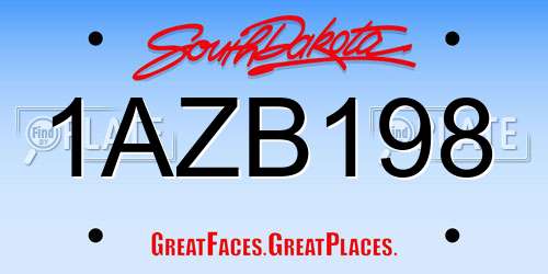 1AZB198 South Dakota License Plate