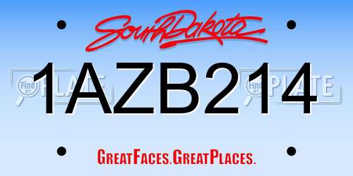 1AZB214 South Dakota License Plate