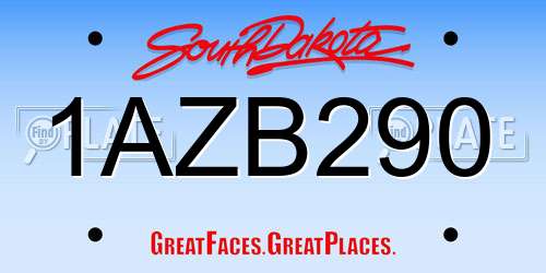 1AZB290 South Dakota License Plate