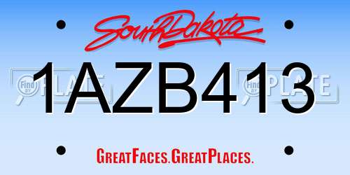 1AZB413 South Dakota License Plate