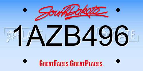 1AZB496 South Dakota License Plate