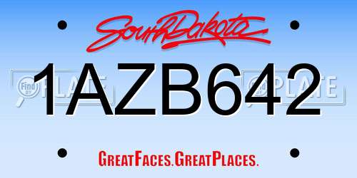 1AZB642 South Dakota License Plate