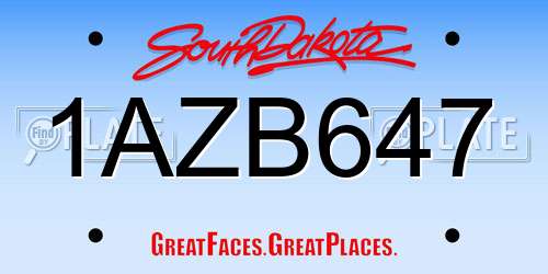 1AZB647 South Dakota License Plate