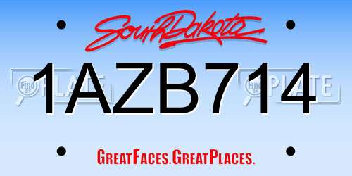 1AZB714 South Dakota License Plate
