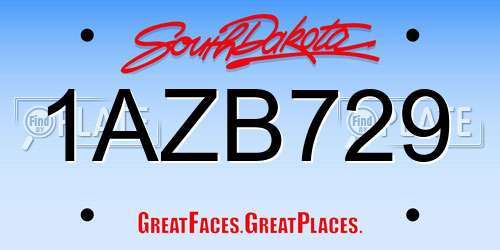 1AZB729 South Dakota License Plate
