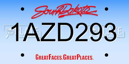 1AZD293 South Dakota License Plate