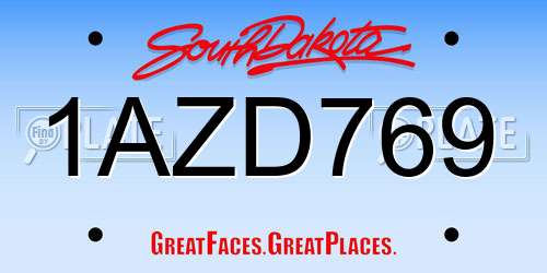 1AZD769 South Dakota License Plate