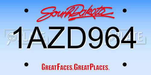 1AZD964 South Dakota License Plate