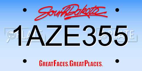 1AZE355 South Dakota License Plate