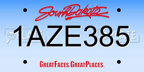1AZE385 South Dakota License Plate