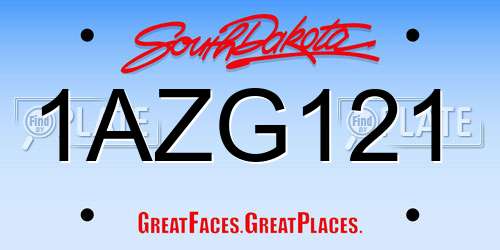 1AZG121 South Dakota License Plate