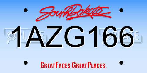 1AZG166 South Dakota License Plate