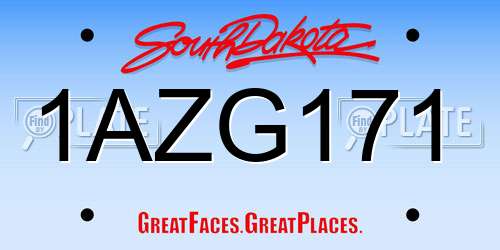1AZG171 South Dakota License Plate
