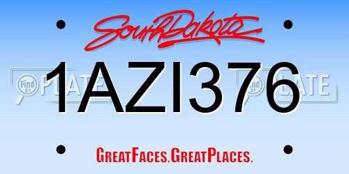1AZI376 South Dakota License Plate