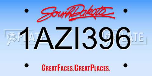1AZI396 South Dakota License Plate