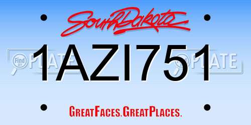 1AZI751 South Dakota License Plate