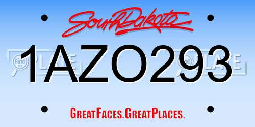1AZO293 South Dakota License Plate
