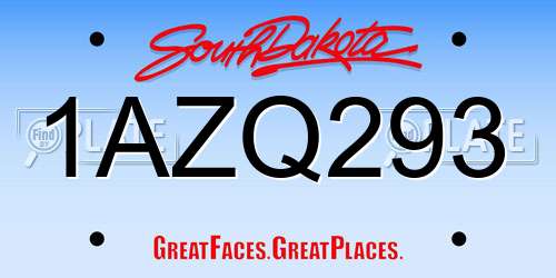 1AZQ293 South Dakota License Plate