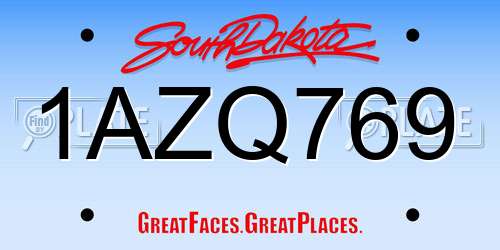 1AZQ769 South Dakota License Plate