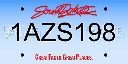 1AZS198 South Dakota License Plate