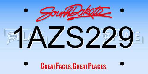 1AZS229 South Dakota License Plate