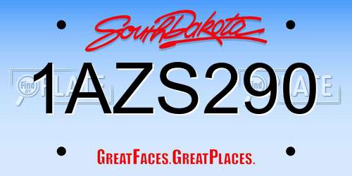 1AZS290 South Dakota License Plate