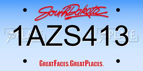 1AZS413 South Dakota License Plate