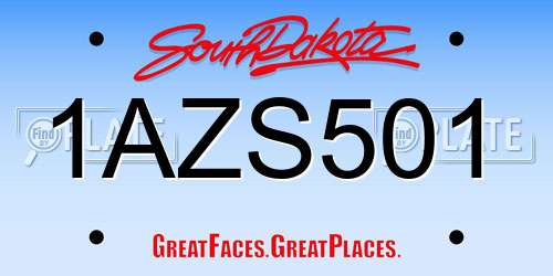 1AZS501 South Dakota License Plate