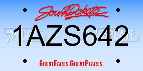 1AZS642 South Dakota License Plate