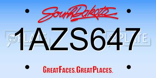 1AZS647 South Dakota License Plate