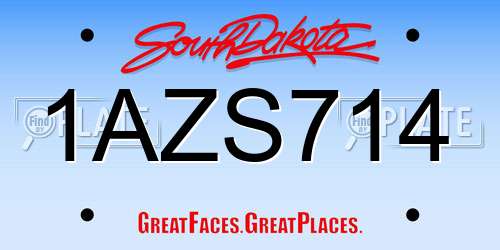 1AZS714 South Dakota License Plate