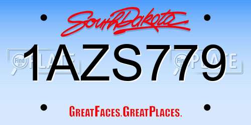 1AZS779 South Dakota License Plate