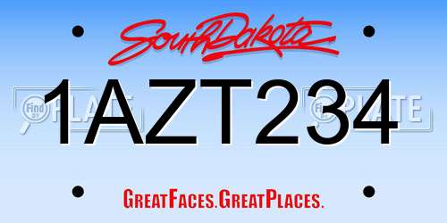 1AZT234 South Dakota License Plate